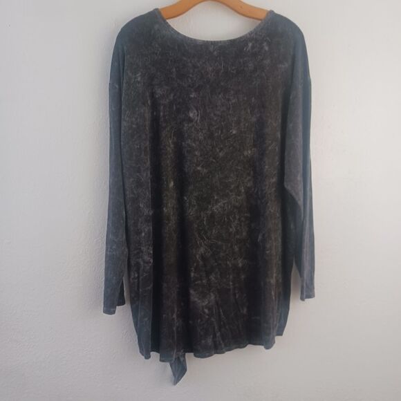 Torrid Super Soft Raise Hell Black Mineral Wash Tie-Front long sleeve Tee sz 2X - Picture 6 of 6